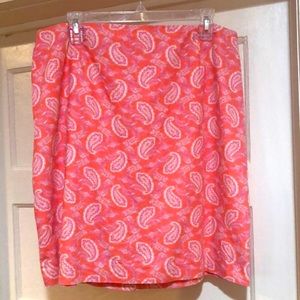 Talbots 18 Pink Paisley Cotton Skirt